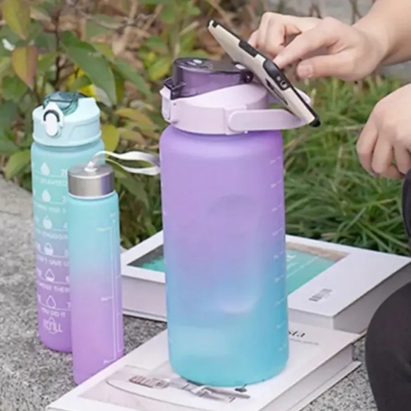 Sports Water Bottle 3-piece Set, Portable Leakproof BPA Free Water Cup plastic - Picture 3 of 3